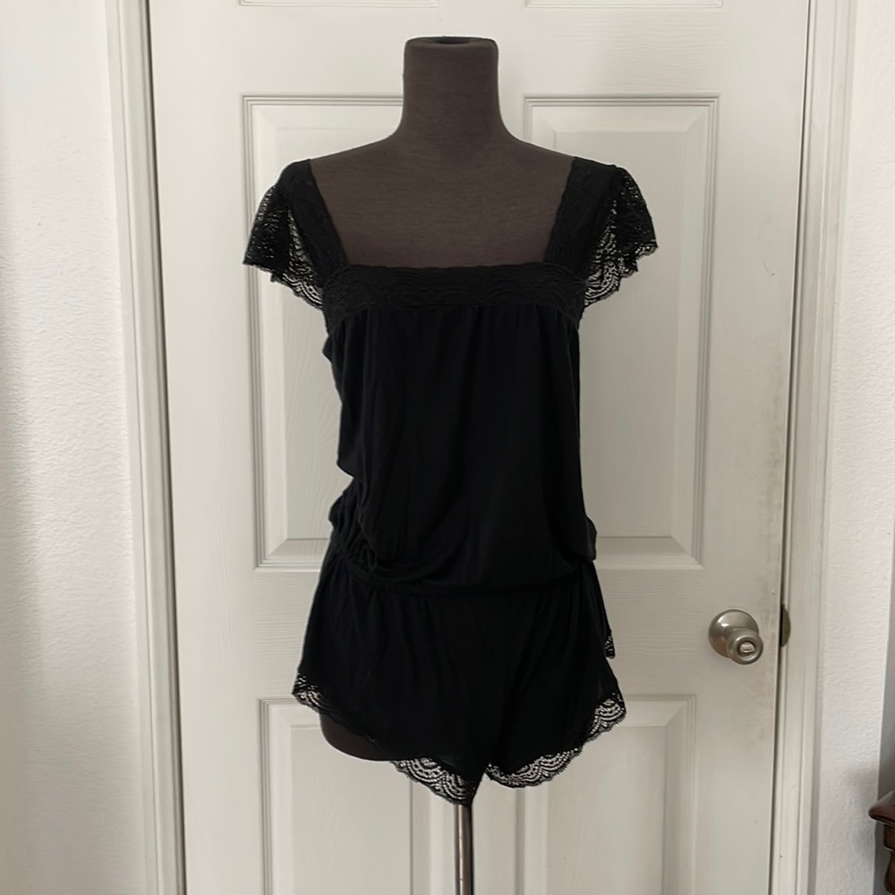 Sexy black lace romper shorts black EBERJEY